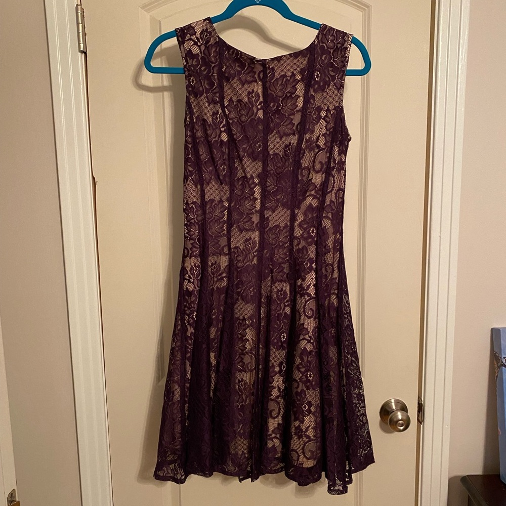 Dress Barn Women’s Dress Size 10, Plum & Beige Lace